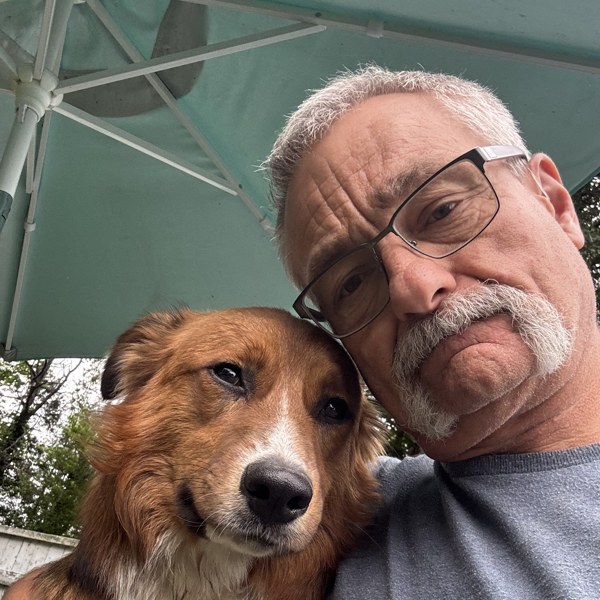 James Bedard, owner, with a dog