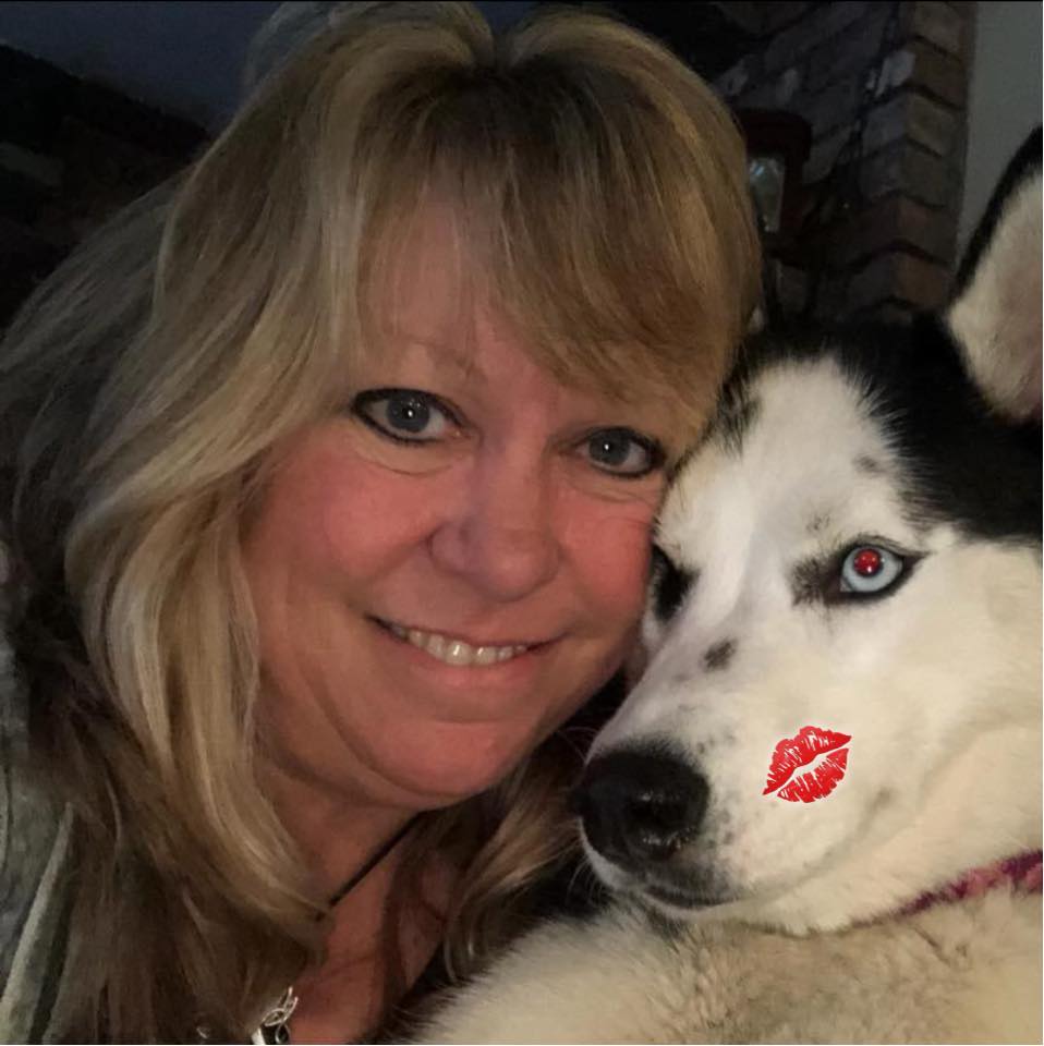 Lisa Bedard with a husky